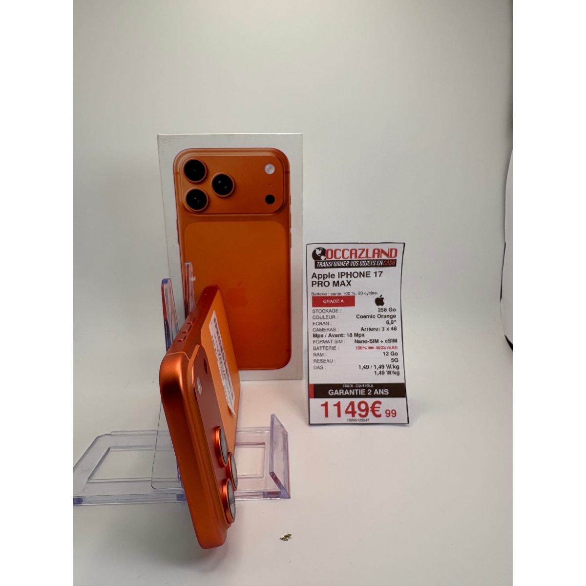 IPHONE 17 PRO MAX COSMIC ORANGE 256GB BATT 100% 93 CYCLES