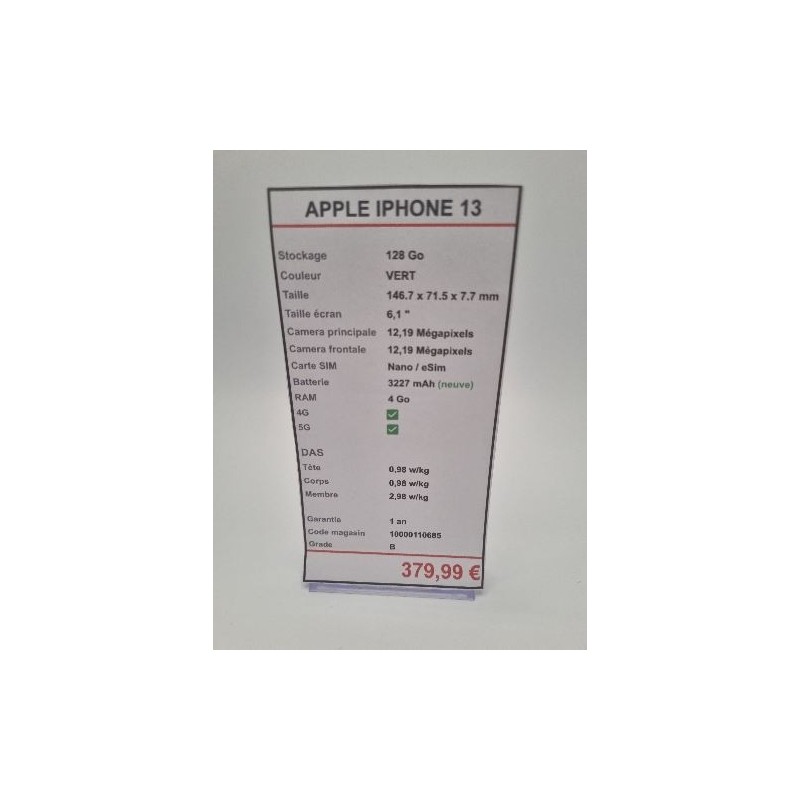 IPHONE 13 VERT 128 GO 